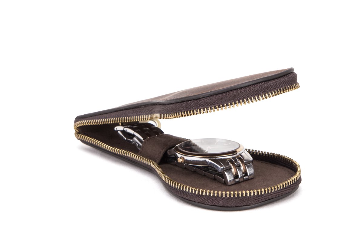 Timezone - Leren Etui voor 1 Horloge - Horloge Reisetui - Horloge Rol - Horloge Case