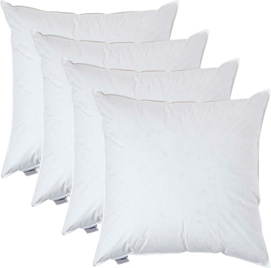 Homescapes Coussin de garnissage en plumes de canard, 80 x 80 cm – Lot de 4