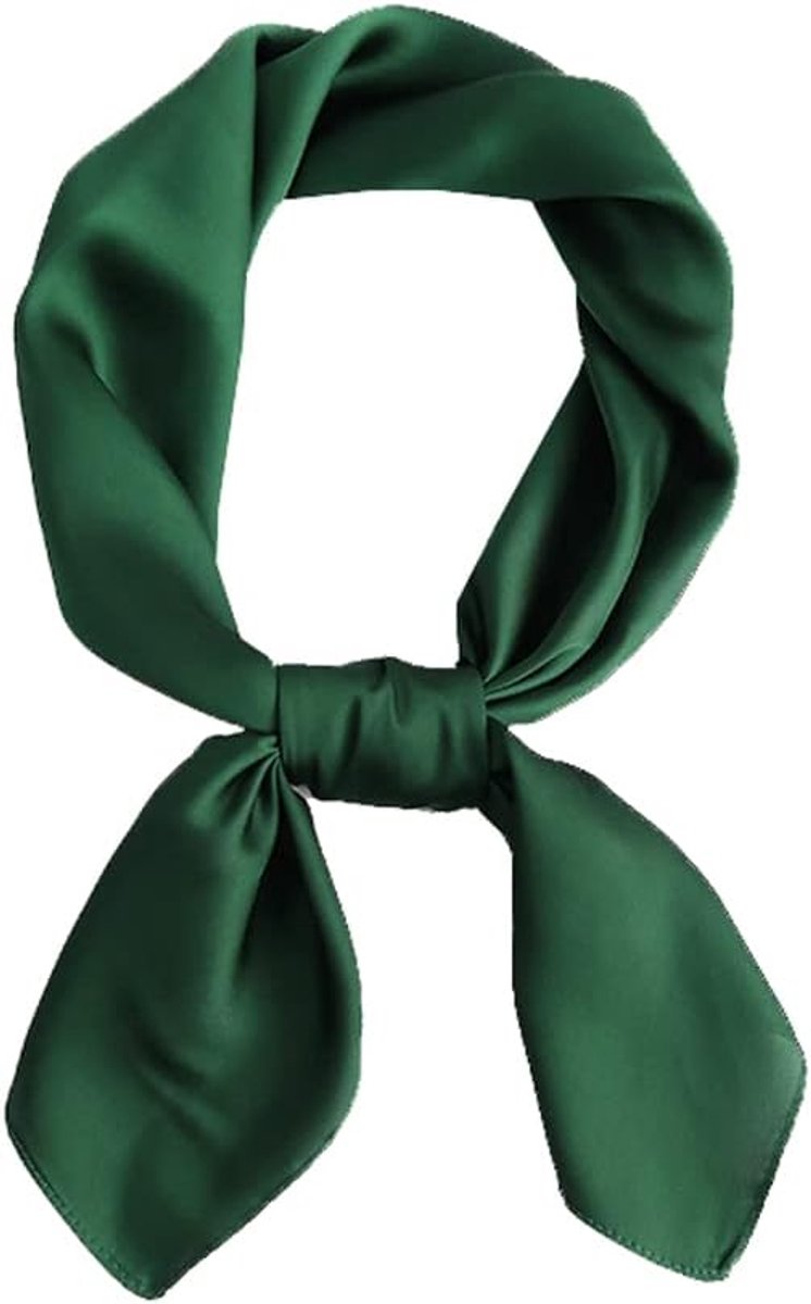 Crrynuo - zijden sjaal - Dames Neksjaaltje - Enkelkleurige Kleine Vierkante Sjaal - Groen - 70cm - Eenvoudig En Veelzijdig - 1 Stuk