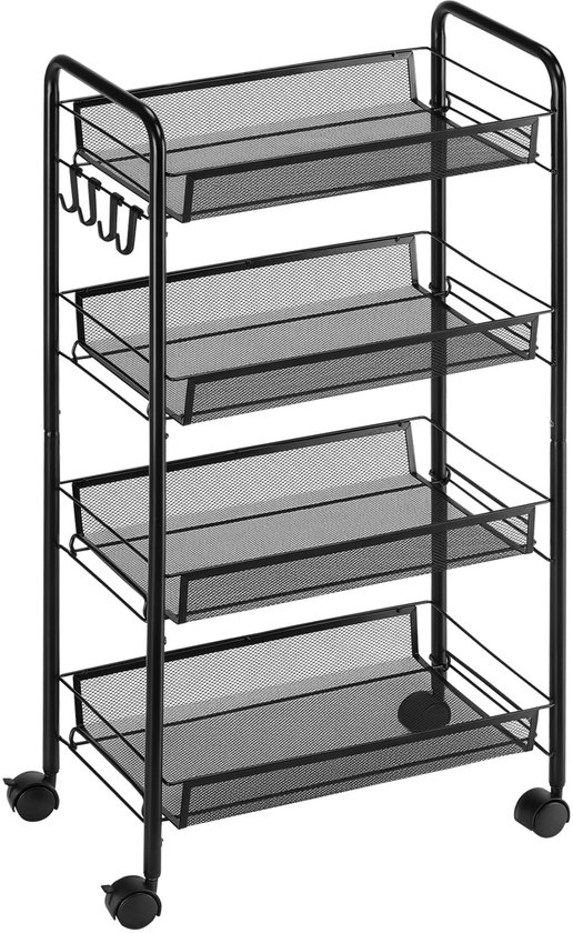 HOMCOM - Desserte - Acier - 45x26,5x84 cm - Zwart - avec 4 niveaux