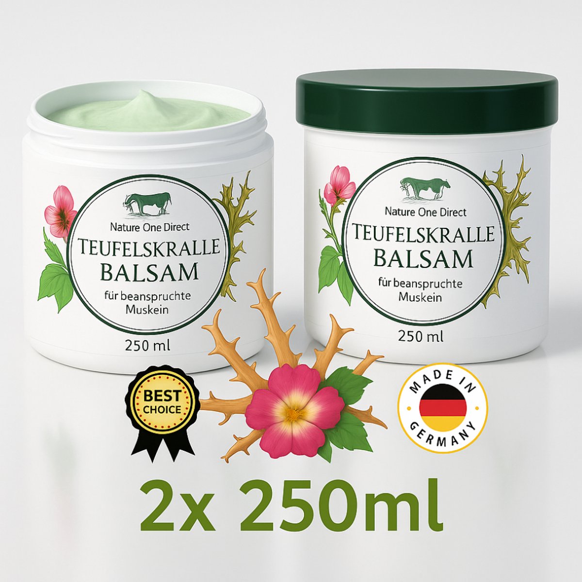 Pullach Hof - Duivelsklauw Balsem - 2x 250ml - Teufelskrallen gel - Devil's Claw Balm - Verbeterd doorbloeding en spieropbouw