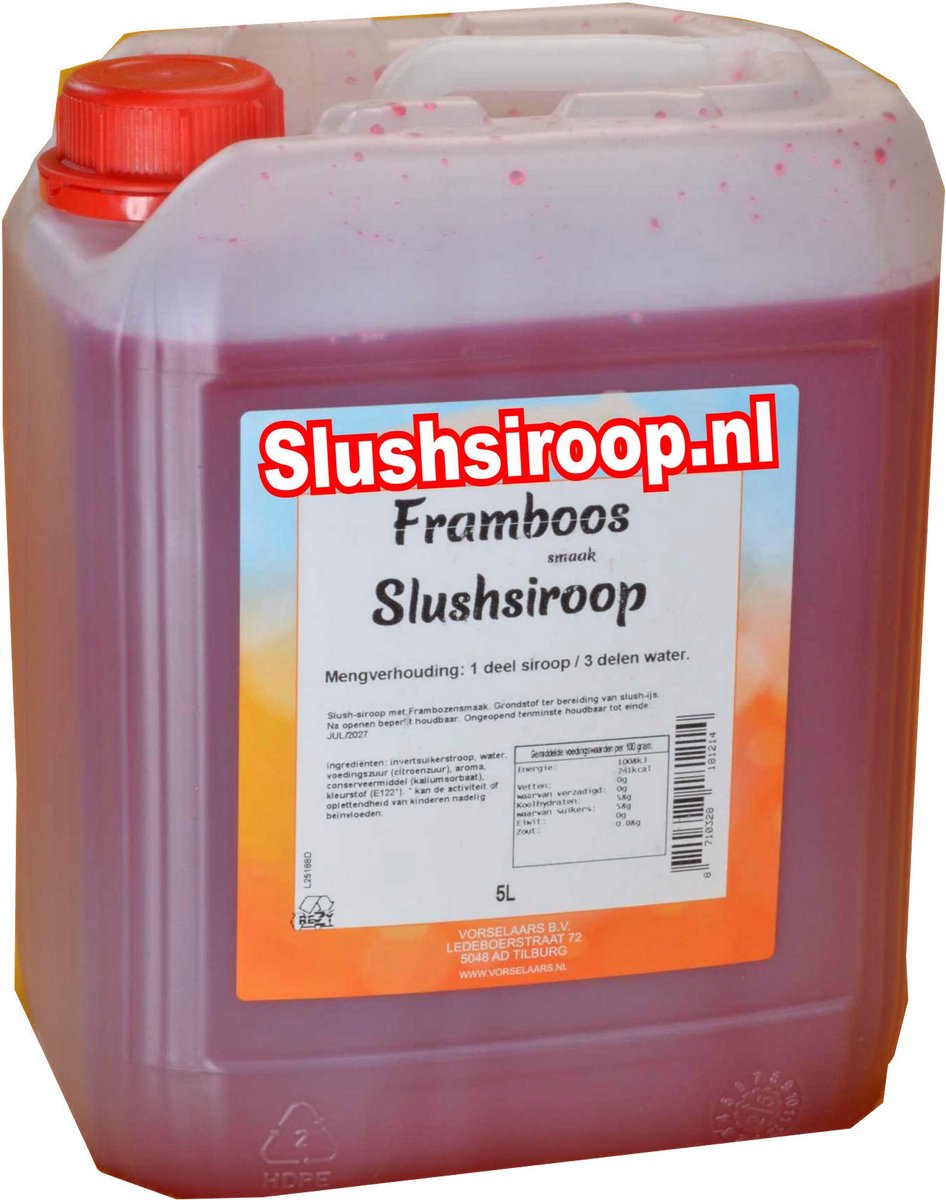 Slushsiroop FRAMBOOS - tank met 5 liter - Vorselaars - MilaNNE