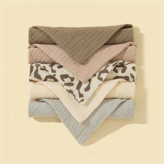 5 stuks mousseline vierkantjes voor baby's, pasgeboren, unisex, slabbetje, baby, meisjes, jongens, comfortabel, mousseline, boerendoekje (type C) van Merkloos — afbeelding 3