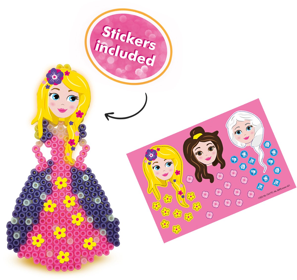 SES Creative - Beedz - Prinsessen - 1400 Strijkkralen met Grondplaten, Glitters en Strijkvellen - Vanaf 5 Jaar — afbeelding 4