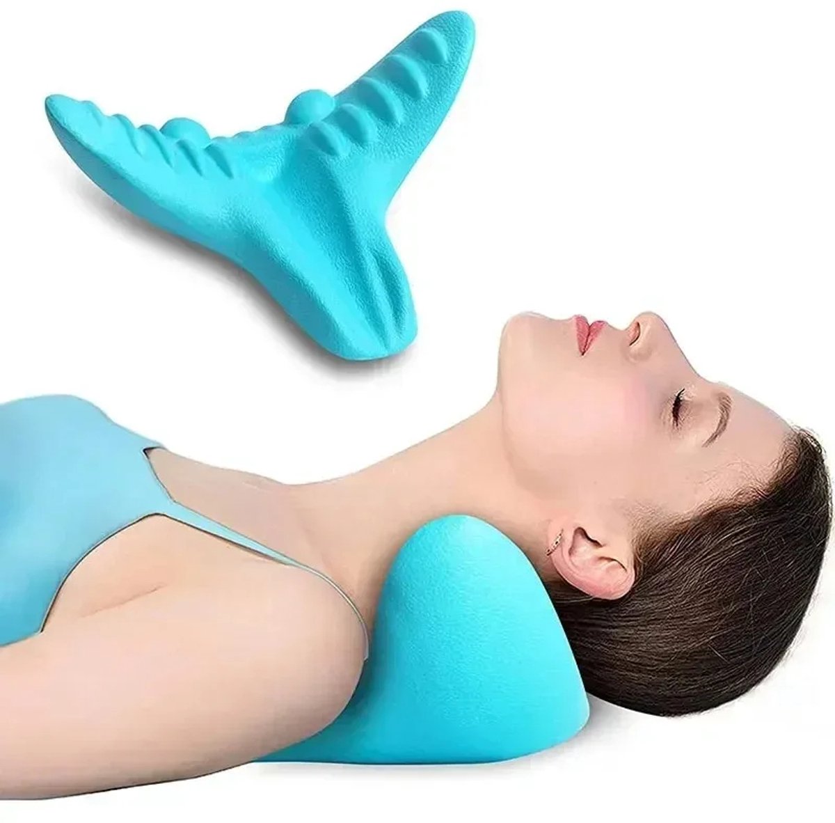Nek- en Schouderontspanner 22x19,5 cm – Cervicaal Tractieapparaat met Acupressuur – Massagekussen voor Nek, Schouder en Rug – Pijnverlichting en Ontspanning