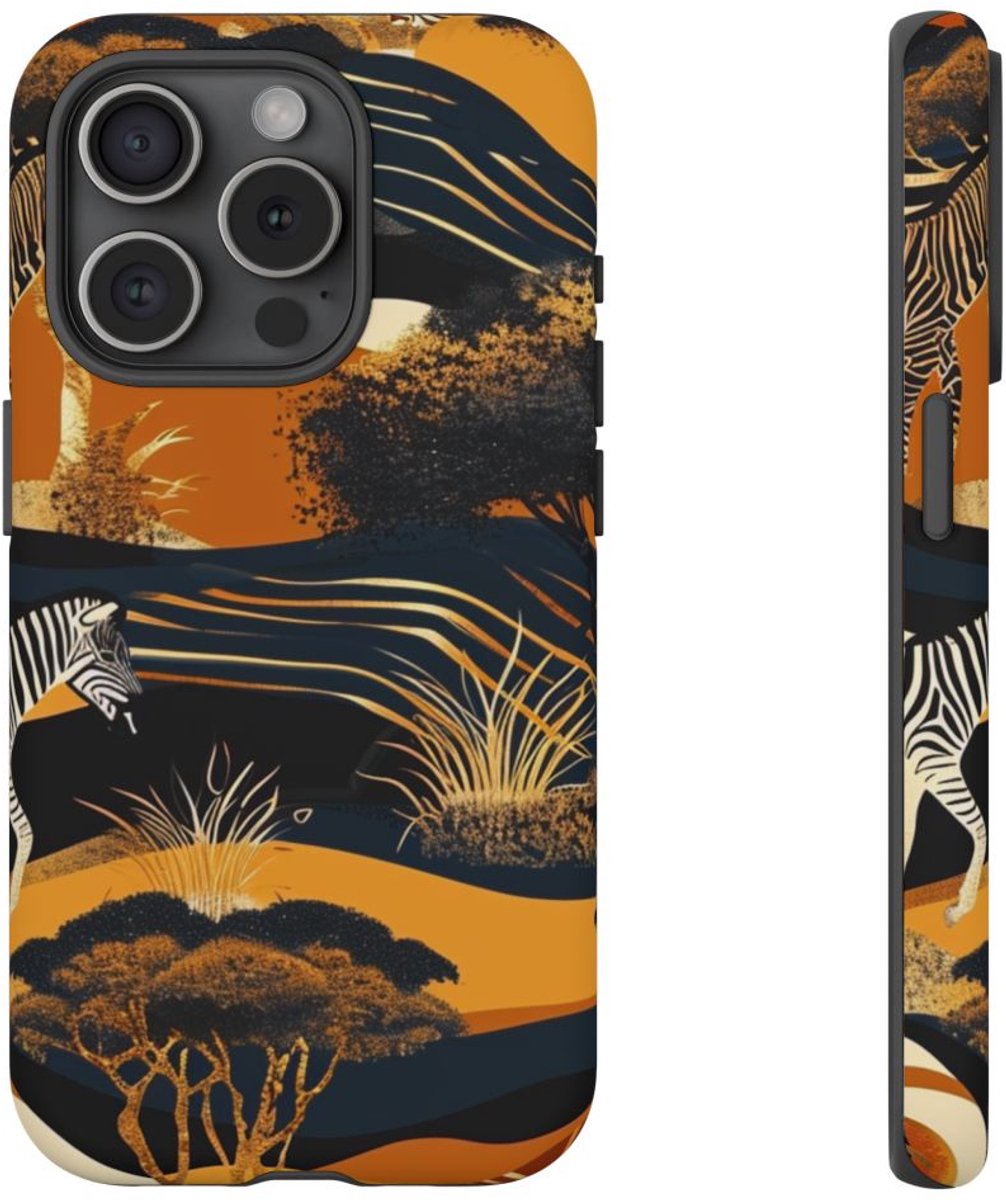 Abstract Afrikaans Savanne Zebra Patroon – Telefoonhoesje Geschikt voor iPhone 15 Pro