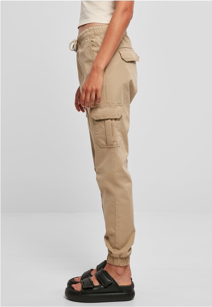 Urban Classics High Waist Cargo Dames joggingbroek L Beige