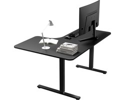 Vestland - Zit‑Sta Bureau Elektrisch | Hoekbureau | L-vormig | 140 x 100 x 60 cm | Zwart | Dubbele Motor