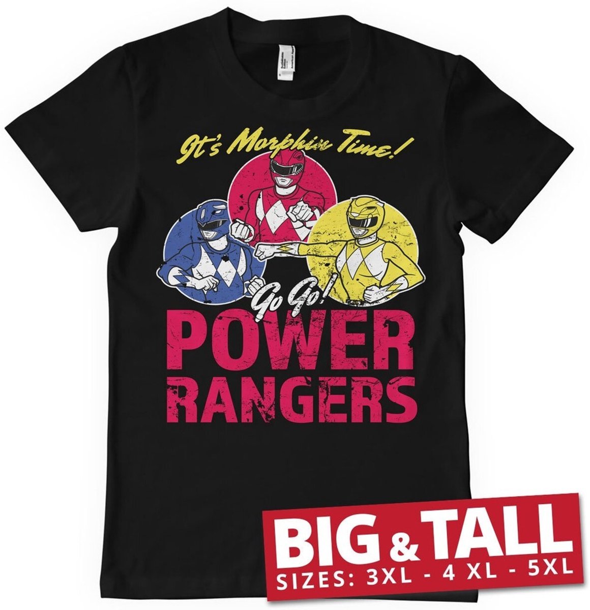 Power Rangers It'S Morphin Time Big & Tall T-Shirt Black-3XL