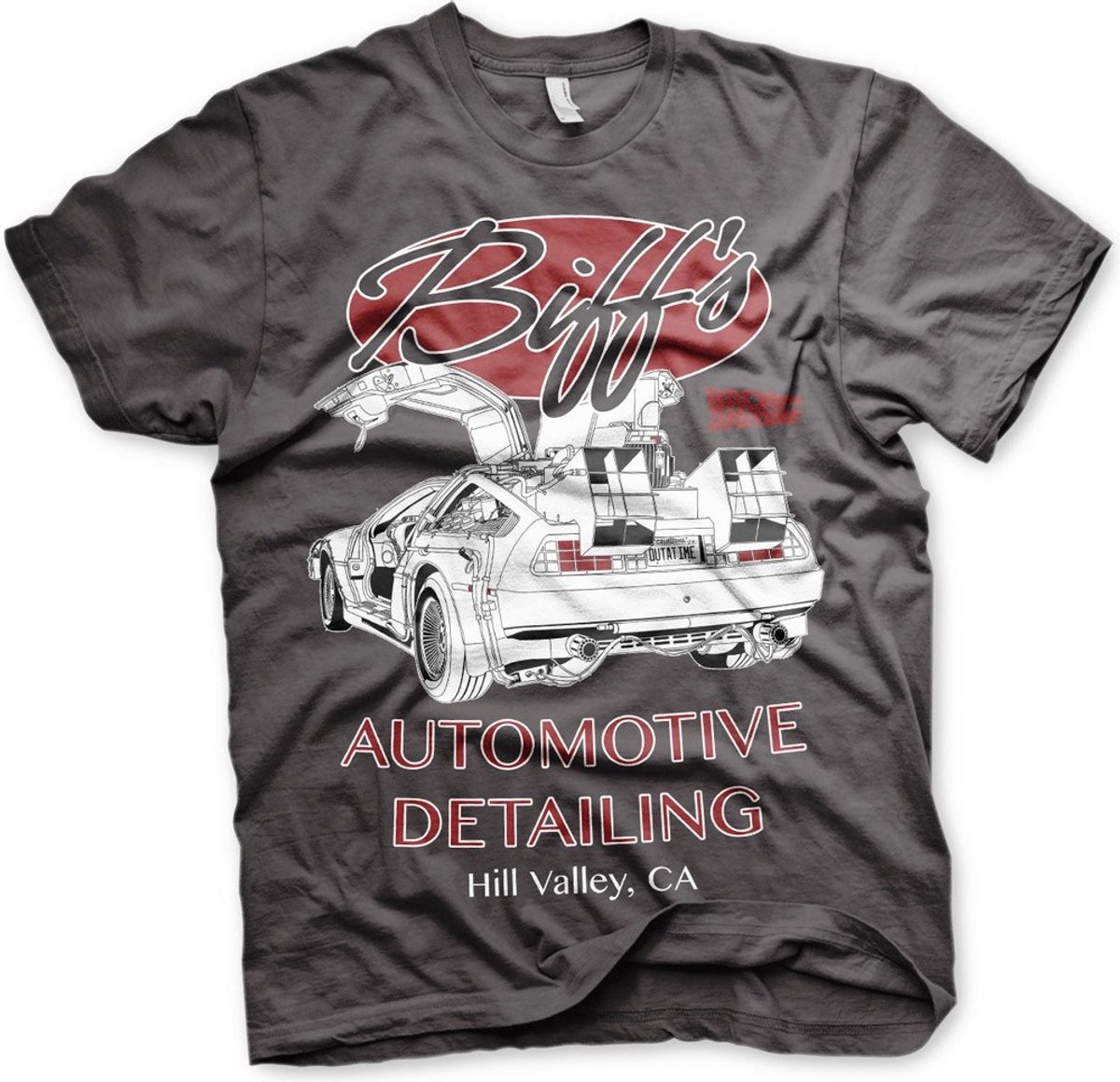 Back to the Future Biff's Automotive Detailing T-shirt donkergrijs