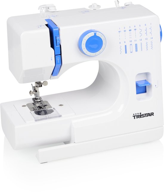 Machine à coudre Tristar SM-6003 – 14 motifs – Enfile-aiguille automatique et bras libre – Éclairage LED– Accessoires de vêtements pour bébé inclus – Pour débutants