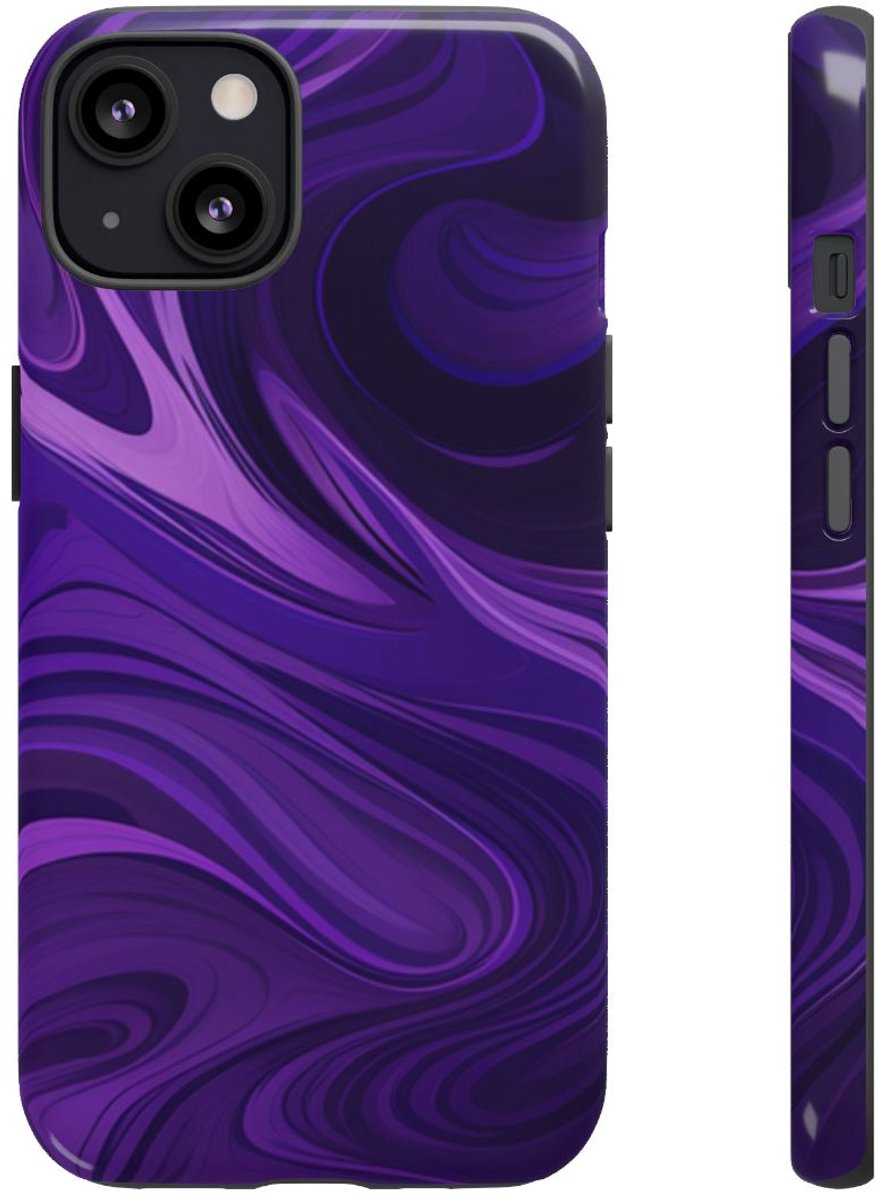 Paarse Abstracte Golfpatroon – Telefoonhoesje Geschikt voor iPhone 13