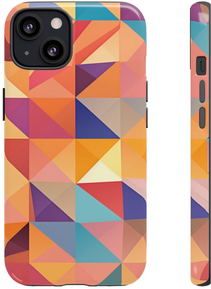 Kleurrijk Geometrisch Hoekpatroon – Telefoonhoesje Geschikt voor iPhone 13