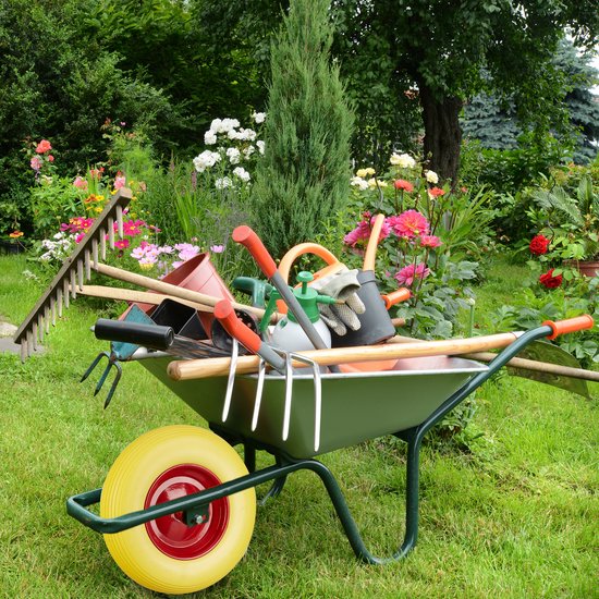 kruiwagenwiel 4.80 4.00-8 - set van 2 - massief rubber - 39 cm - tot 100 kg - anti lek - geel-rood van VABO — afbeelding 3