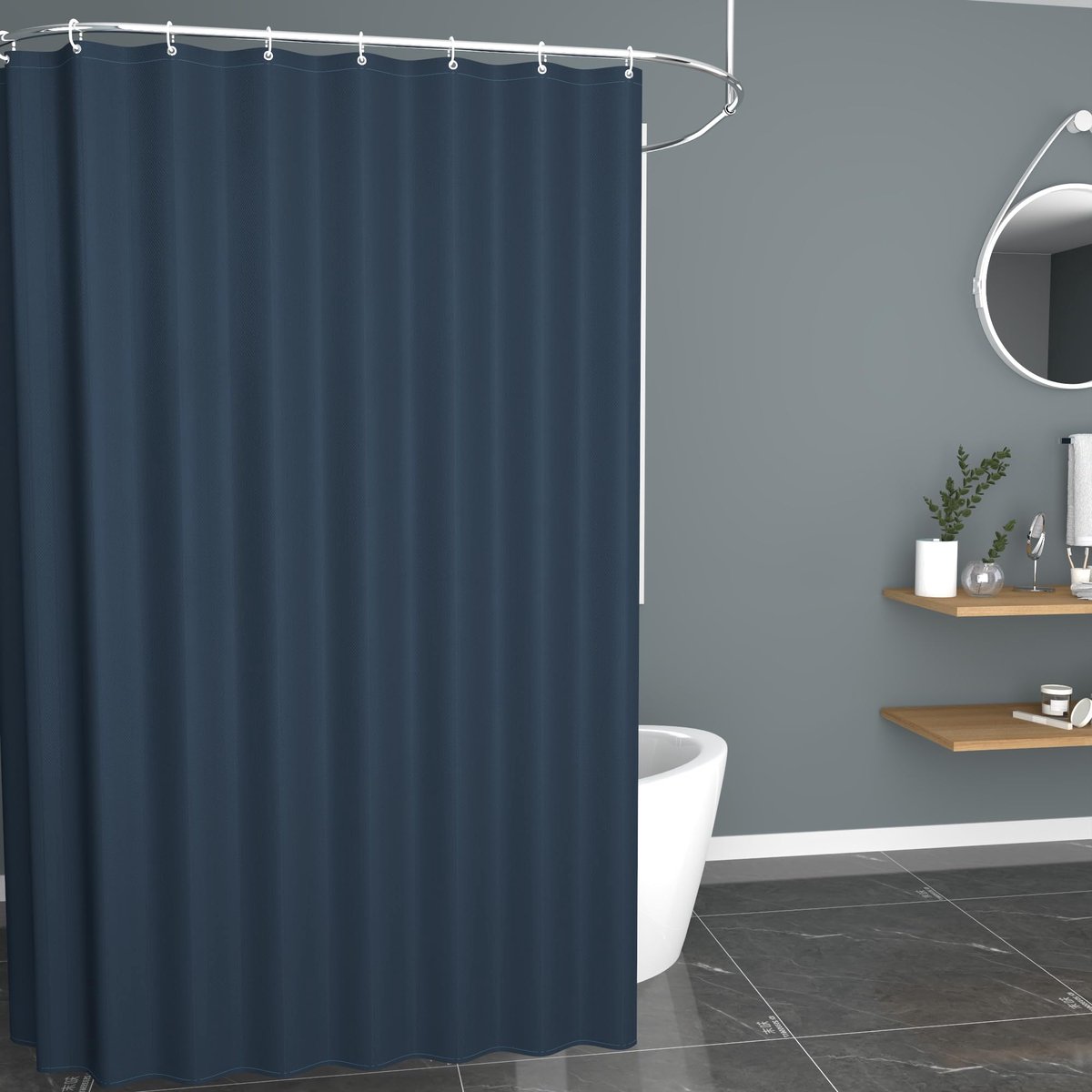 Ibenzoa® Waterafstotend douchegordijn met textielstructuur en privacybescherming