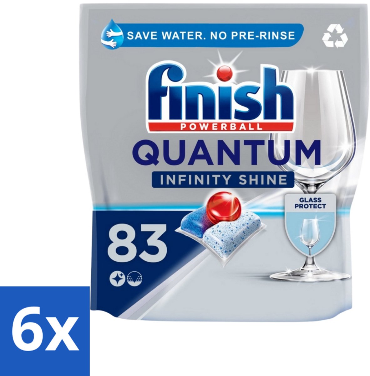 6 x Finish – Vaatwastabletten – Quantum Infinity Shine – 83 Capsules - Vaatwastabletten - Vaatwasser - Glasbescherming - Glans - Diepe Reiniging