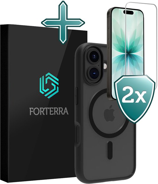 Coque Forterra compatible avec iPhone 17, compatible avec MagSafe, antichoc, coque arrière avec 2 films de protection d'écran - Coque compatible avec iPhone 17 avec MagSafe antichoc - Zwart