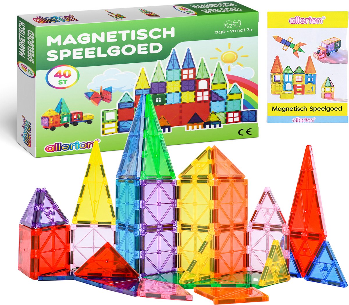 Allerion Magnetisch Speelgoed – 40-delige Magnetic Tiles Bouwset – Magna Tegels – Magnetische Blokken – Montessori & STEM Speelgoed – Voor Kinderen, Jongens & Meisjes