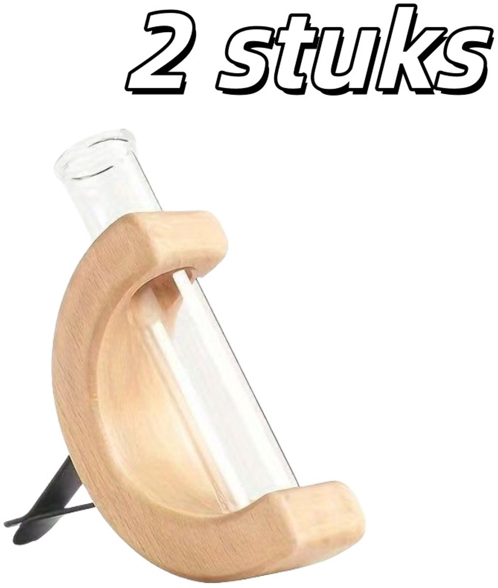2 stuks - Houten reageerbuisvazen ??- Decoratieve accessoires voor auto's - Geschikt voor 
