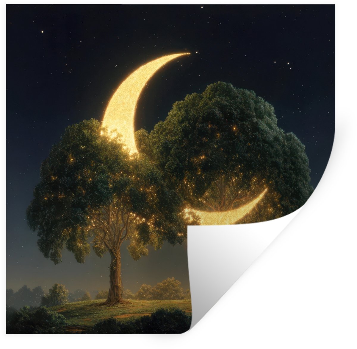 Muurstickers - Sticker Folie - Maan - Bomen - Rust - 100x100 cm - Plakfolie - Muurstickers