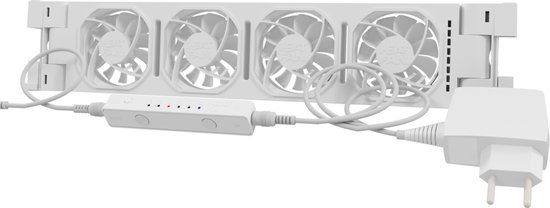 Witte Heatfan 4-ventilatorbalk met vier ventilatoren en WiFi Controller