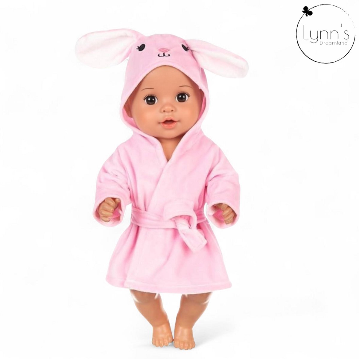 Poppenkleertjes voor babypop 43 cm - Roze konijn badjas - In cadeauzakje - Poppenkleding geschikt voor o.a. Baby Born pop — afbeelding 11