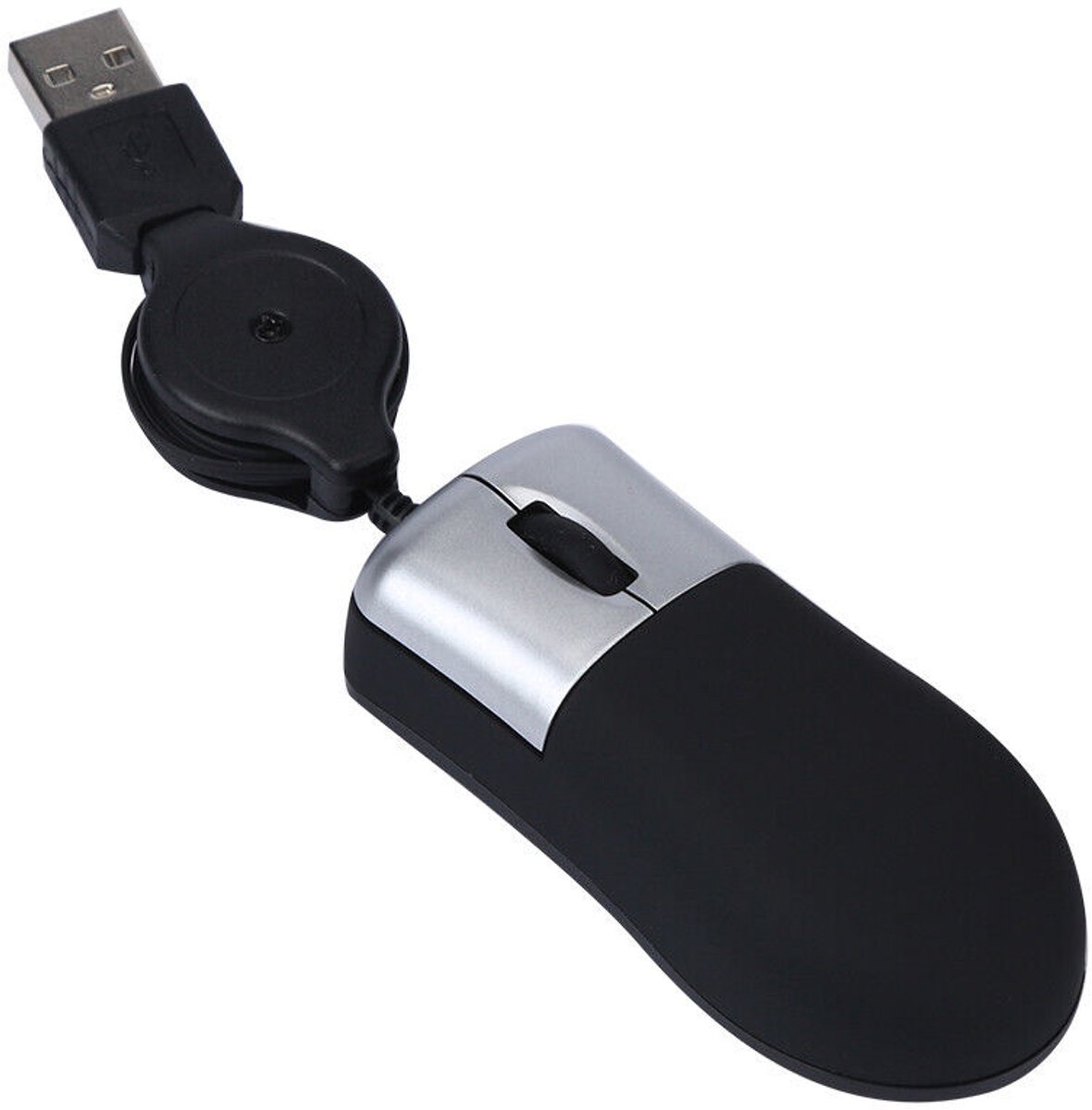 Mini intrekbare USB optische scrollwiel muis met draad geschikt voor laptops - zwart