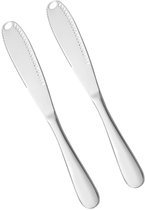Botermessen - 2 Stuks - 20.5*2.6 cm - RVS - Zilver - Met mesgat - Voor Boter, kaas, jam, room - Smeermessen - Botermes - Koude boterspatel - keukengereedschap
