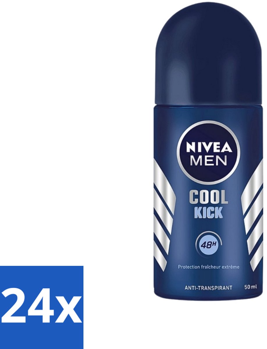24 x Nivea - Cool Kick - Mannen Rollerdeodorant - 48 Uur Lang Werkend - 50 ml - Anti-transpirant - Deodorant Roller - 48 Uur Bescherming - Koelende Geur - Mannelijke Geur