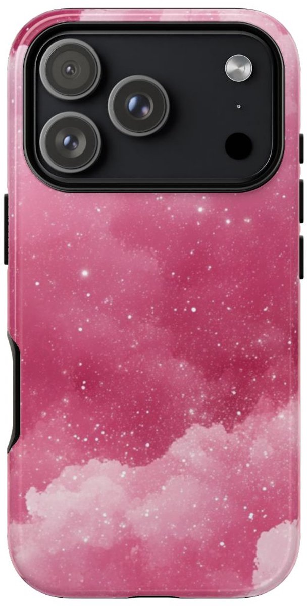 Roze Glitterwolkenstructuur – Telefoonhoesje Geschikt voor iPhone 17 Pro