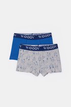 Boxer Woody Duopack pour garçon - Imprimé chat bleu/gris all-over - 252-10-CLD-Z/012 - taille 104