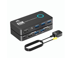 Delmark HDMI KVM Switch - 2 PC's naar 1 Monitor - USB 3.0 - HDMI 2.1 8K60Hz - Inclusief HDMI en USB Kabels
