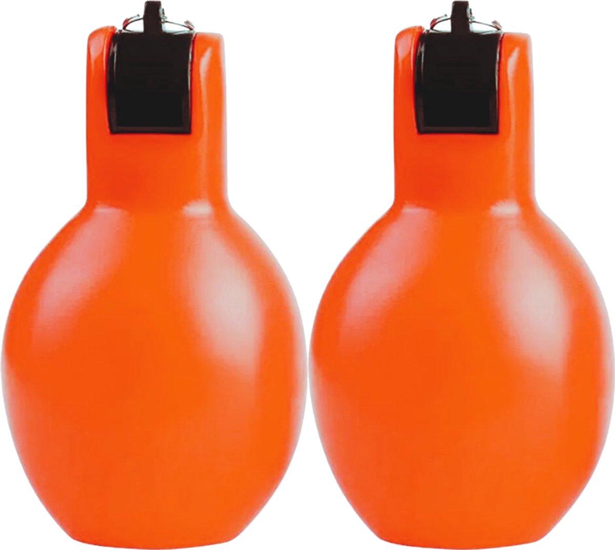 WM Sports - 2 stuks Knijpfluiten - Handfluit - Scheidsrechtersfluitjes - Scheidsrechtersfluit – Fluit – Fluitje – Peerfluit – Hondenfluitje - PVC – Oranje