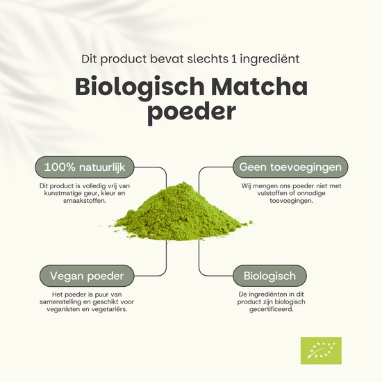 Cupplement Matcha Poeder Biologisch 90 gram - Thee – Detox thee - Energie - Matcha Poeder - Matcha whisk matcha set - 90 dagen voorraad per zakje