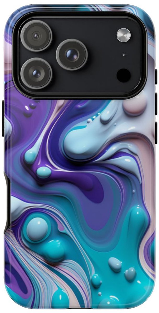 Paars-Blauw Abstract Vloeipatroon – Telefoonhoesje Geschikt voor iPhone 17 Pro