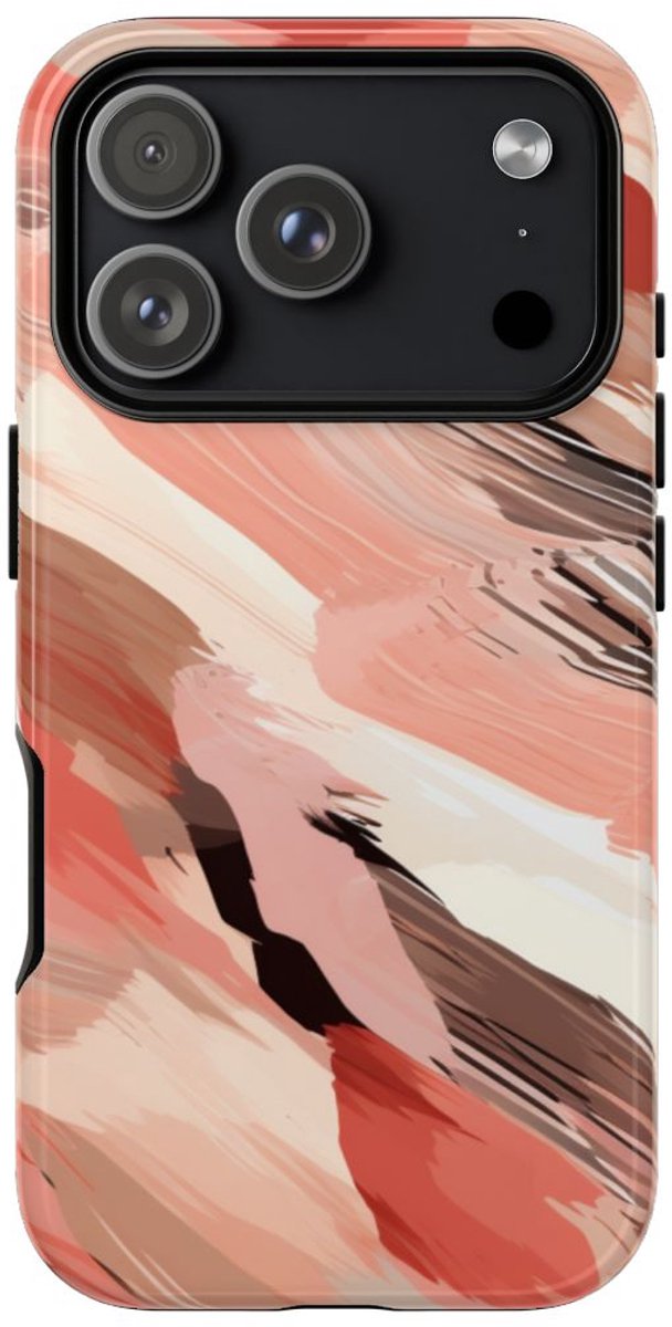 Abstracte Koraalkleurige Penseelstreken – Telefoonhoesje Geschikt voor iPhone 17 Pro