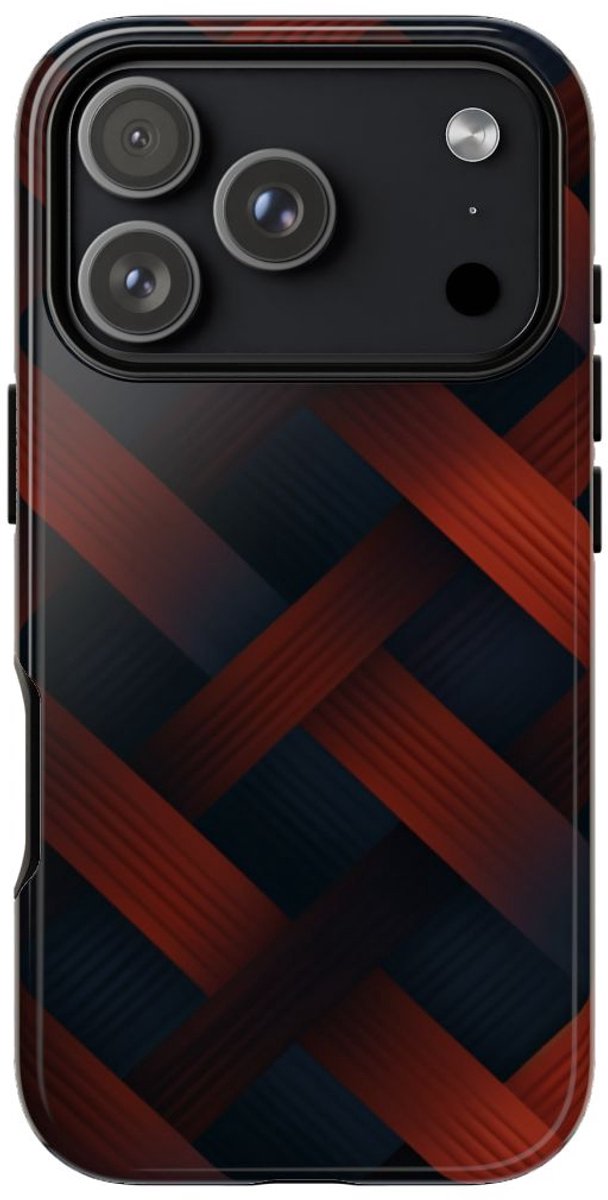 Donkerrode en Zwarte Gevlochten Patroon – Telefoonhoesje Geschikt voor iPhone 17 Pro