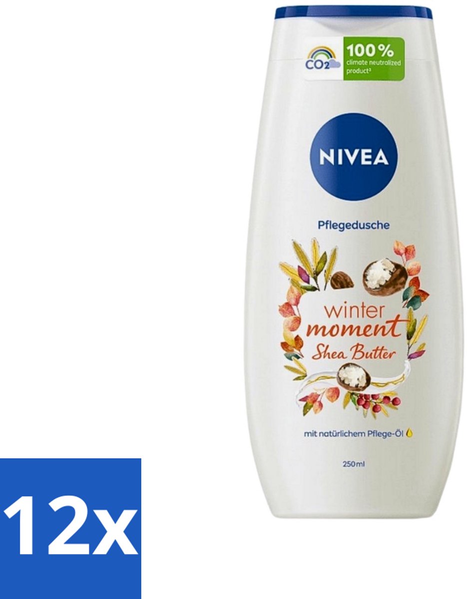 12 x Nivea - Douchegel - Winter Moment Shea Butter - 250 ml - Douchegel - Sheaboter - Winter Moment - Hydratatie - Verzorgende Douchegel