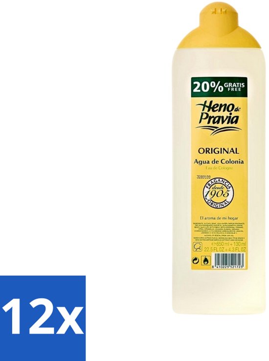 12 x Heno de Pravia - Cologne - Original Geur - Verfrissend & Luxe - 780 ml - Heno De Pravia - Eau De Cologne - Frisse Geur - Klassieke Geur - Spaanse Geur