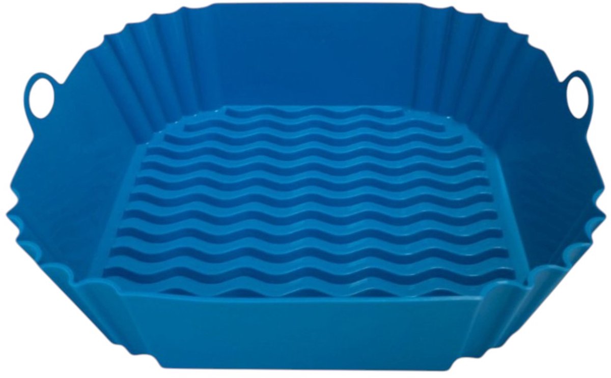 HipWare - Airfryer Siliconen mandje - Antiaanbaklaag - Vaatwasserbestendig - Vierkant - Blauw