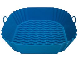 HipWare - Airfryer Siliconen mandje - Antiaanbaklaag - Vaatwasserbestendig - Vierkant - Blauw