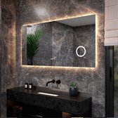 Miroir de salle de bain Mirlux avec Siècle des Lumières LED et Chauffage - Miroir mural rond - Miroir de douche anti-condensation - 160 x 80 cm