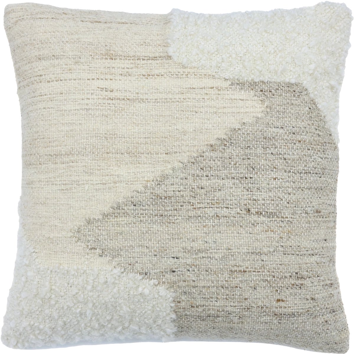 Urbane Hide | Kussenhoezen | Kussenhoes | Kussenhoesjes | Sierkussen | 45x45 cm | Handgeweven tufjes | Wol, Polyester en Katoen (blend) | Crème & Beige | Zonder binnenkussen