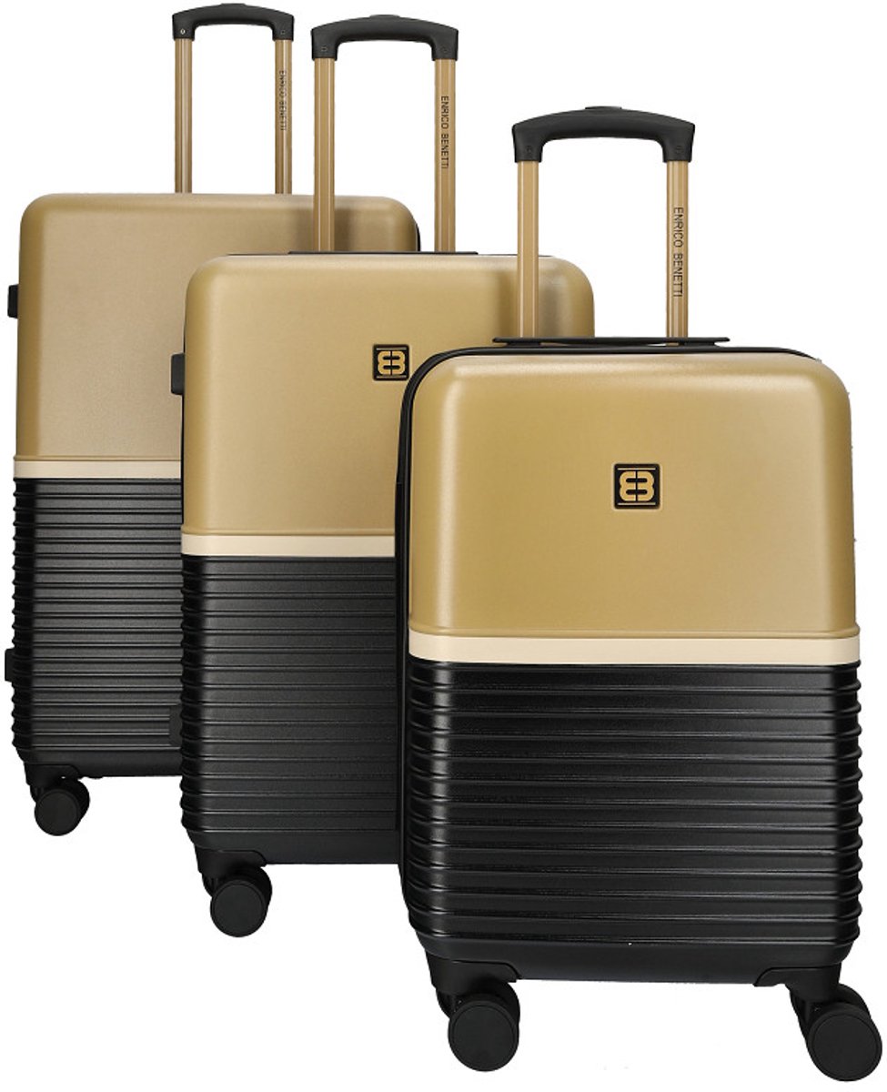 Enrico Benetti Princetown - 3 Koffers - SET van 3 - met TSA Slot - 55 cm - 65 cm - 75 cm - Zwart-Camel