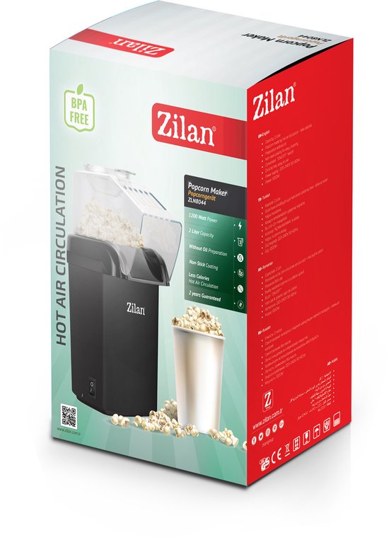 Popcornmachine Hetelucht 1200W - Popcorn Maker zonder Olie - 2L - BPA-vrij - Anti-aanbak - Zwart - Zilan ZLN8045 — afbeelding 5