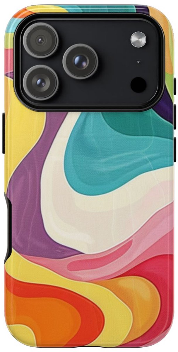 Vrolijk Kleurrijk Abstract Golvenpatroon – Telefoonhoesje Geschikt voor iPhone 17 Pro