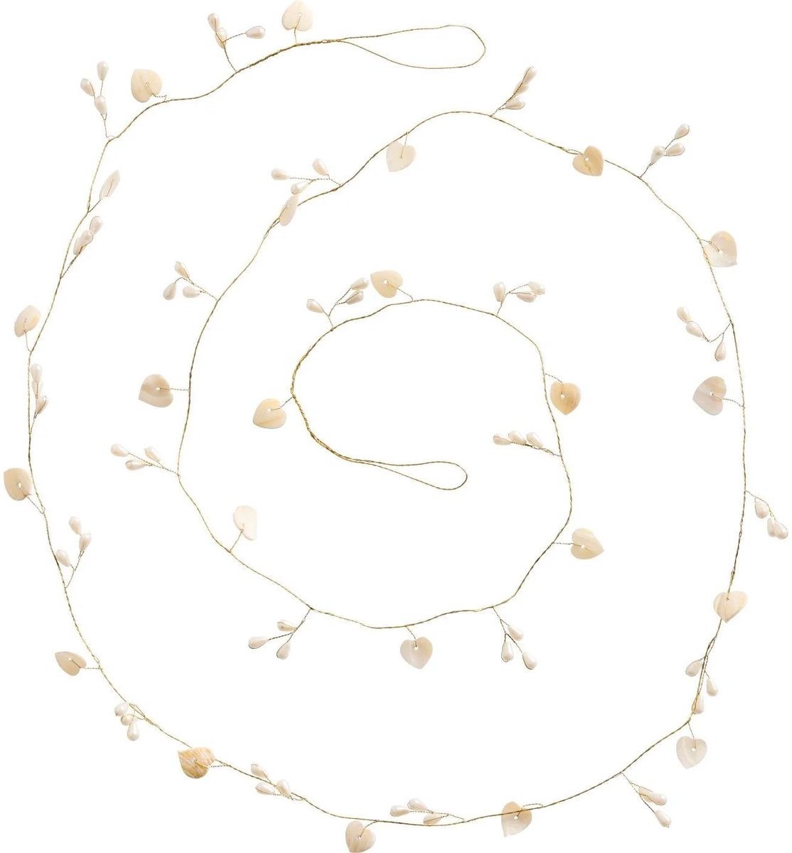 Ib Laursen - Slinger met witte hartjes en parels – 180 cm