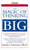 Boekomslag van "The Magic of Thinking Big" door David J. Schwartz. Titel in blauwe letters op witte achtergrond.