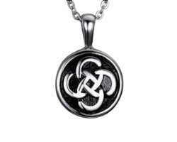 Aramat Jewels | Gedenkhangers | Keltisch ronde as-hanger staal met zwarte knoop | | |20mm | Staal | Volwassenen | Cadeautje
