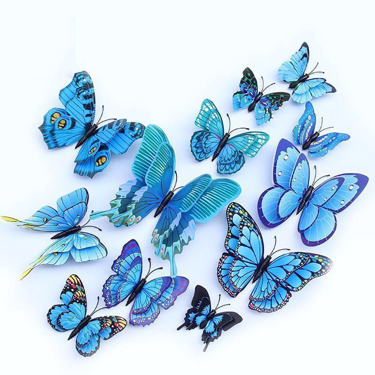 ‌JeiibrZui Blauwe Vlinder - Vlinder Wanddecoratie - Driehoekig 3D Ontwerp + Waterdichte Coating - 36 Stuks - Kamerdecoratie Blauw